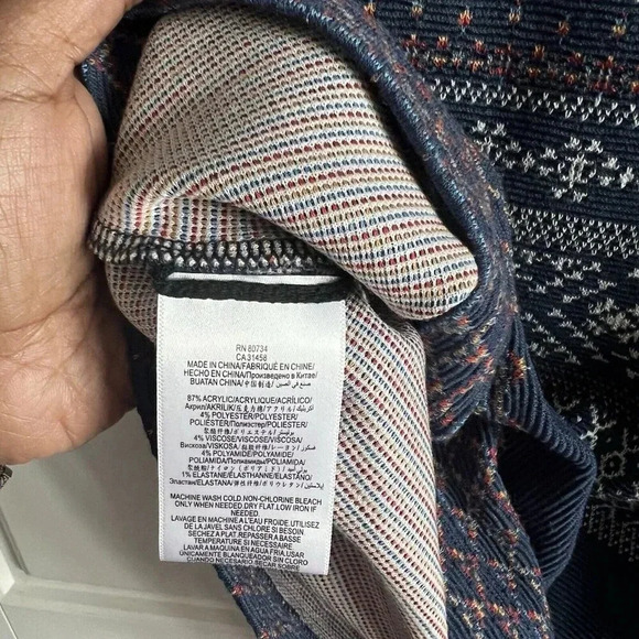 BCBGMAXAZRIA XXSmall‎ “Beth” Boho Knit Jaquard Bodycon Dress in Blue Multi - Picture 4 of 7